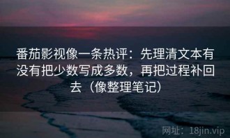 番茄影视像一条热评：先理清文本有没有把少数写成多数，再把过程补回去（像整理笔记）